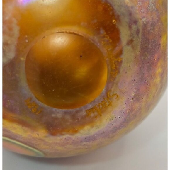 Vintage Maytum Studio Art Glass Hand Blown Pear Oil Lamp Iridescent 1984 - Picture 5 of 5